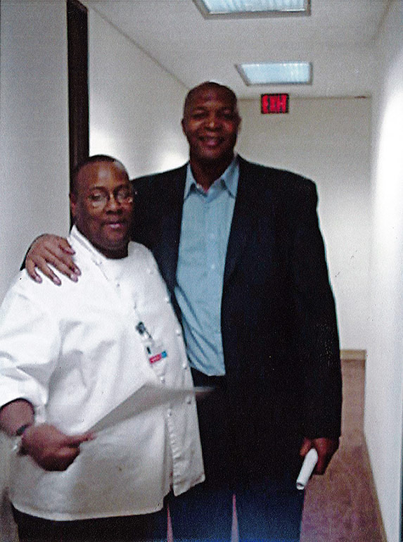 Chef Cedric Noles with former NBA player Derrick Coleman 