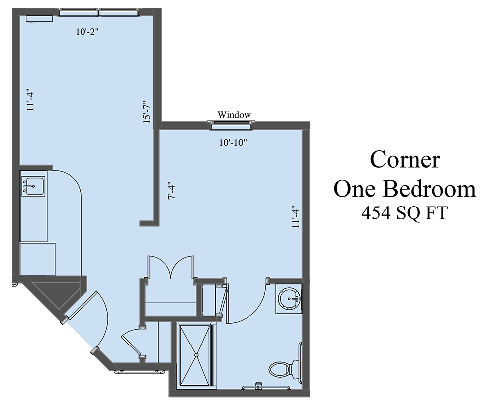 Vineyard Assisted Living One Bedroom Corner floorplan