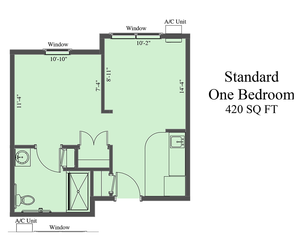 Vineyard Assisted Living One Bedroom Standard floorplan