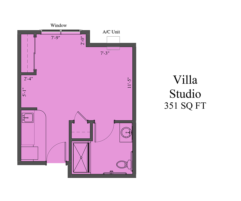 Vineyard Assisted Living Villa Studio floorplan