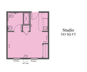 Vineyard Assisted Living Studio floorplan